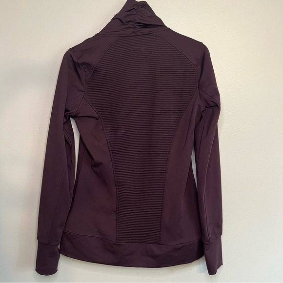 Athleta Women's Dark Purple Activewear Track Jacket Thumbhole Sz M High Neck Zip - Picture 8 of 12
